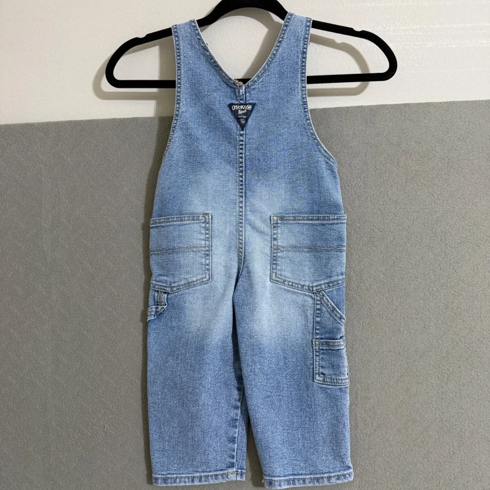 OshKosh Bgosh Kids Light Wash‎ Denim Bib Overalls Carpenter Blue Jeans farm
